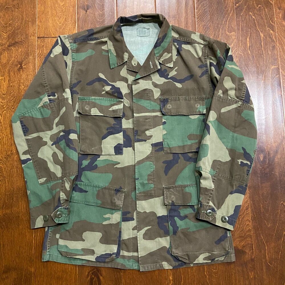 US Army Camouflage Ripstop Military Field Jacket Green Brown Men's Size Small - Picture 3 of 9